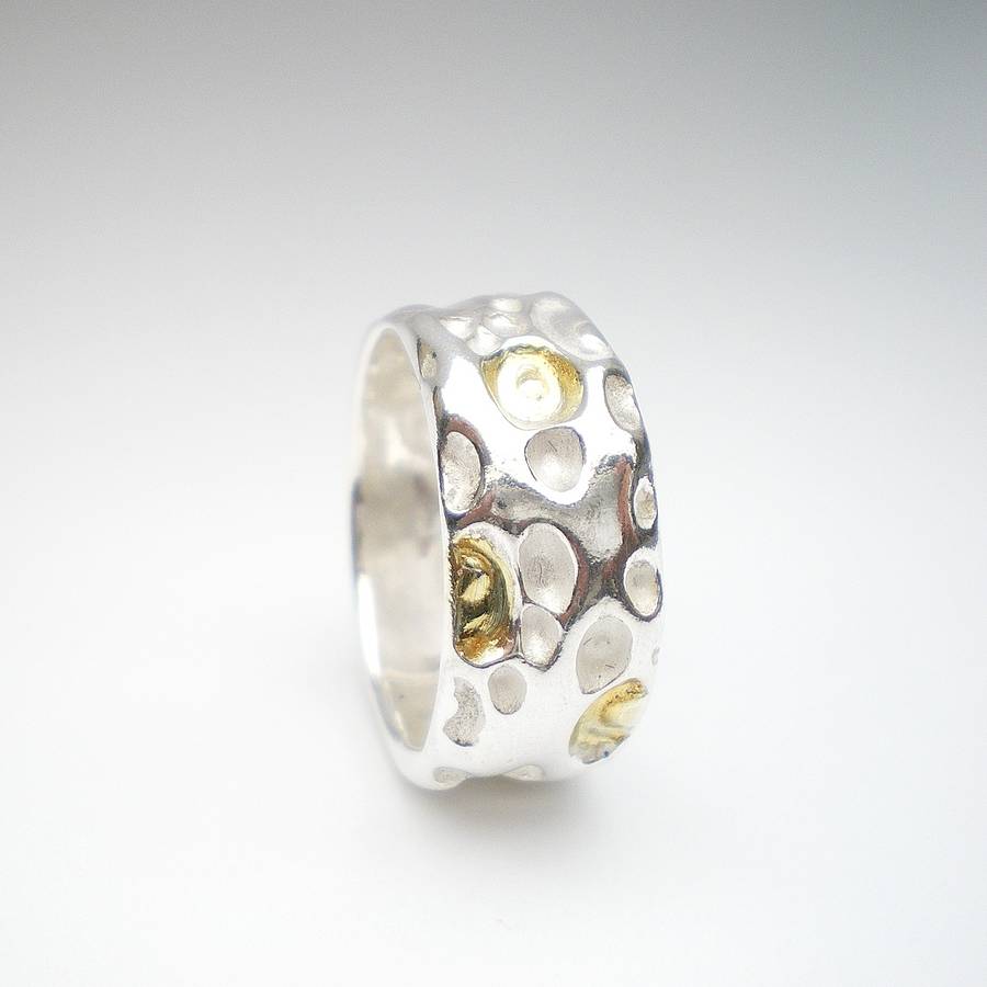 Coral Silver And Gold Ring - The Handmade &trade;